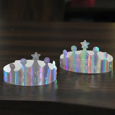 New Simple Style Laser Thickened Three-dimensional Birthday Hat Party Photo Props Foldable Paper Hat Z261 China