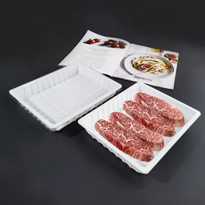 Zeqiu ZQ2620 Customizable Disposable Thickened Plastic Fresh Meat Packaging Tray Lid Anti-Fog Microwaveable Food Grade White