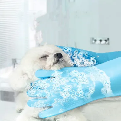 Dog Grooming Glove Clean Massage 2 in 1 Cat Dog Bath Pet Massage Glove for Massage Wash Bath Shower Hair Remover Tools