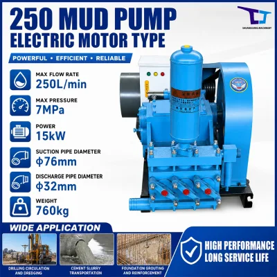 Stable Electric Three Cylinder Piston Grouting Pump 75mm Inlet for Grouting Work with Air Chamber Ready to Ship