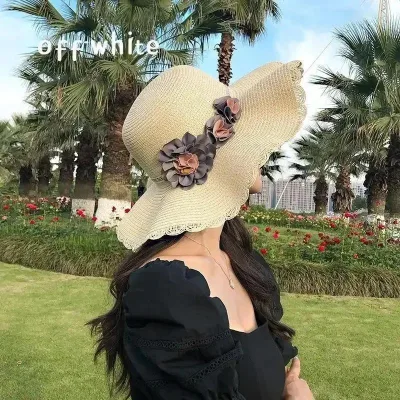 New Girl's Fashion Summer Beach Hats Weaving Hat New Korean Women's Flower Hat Thin Breathable Accessories Gifts