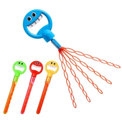 2024 Newest Cute 32 Holes Bubble Wand Summer Indoor Outdoor Kids Handheld Five Claws Smiling Face Bubble Stick Toy