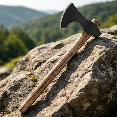 High Quality Hopefine Portable Outdoor Broad Axe Forged Carbon Steel with Wooden Handle 40cm Overall Length 11.8cm Blade