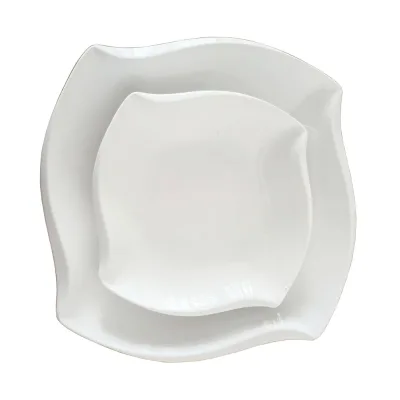 4 Size Restaurant Ceramic Plate Set White Porcelain Plate for Hotel Customized Logo Dinnerware Set