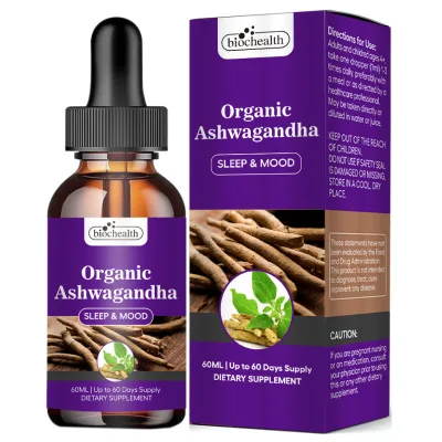 Biochealth OEM Ashwagandha Drops with L-Theanine, Shilajit, Ashwaganda Supplement, Natural Cortisol Health for Women & Men