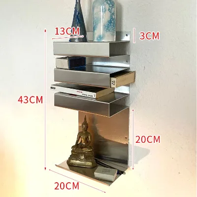 Modern Wall Mounted Stainless Steel Shelf Modern Metal Multi-Tier Floating Rack for Home Decor or Coffee Shop Display