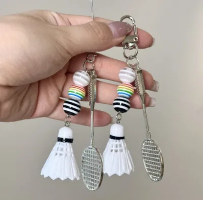 Cute Badminton Racket Key Chain Creative Mobile Phone Pendant Niche Bag Hanging Activities Small Gift Accessories