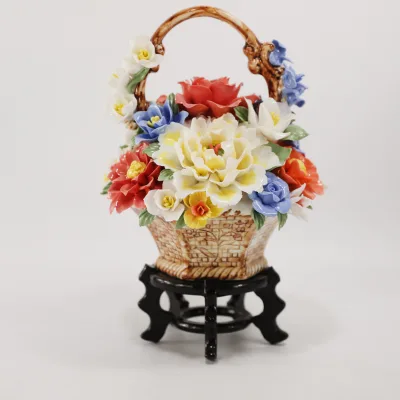 Chinese Wholesale Unique Porcelain Ceramic Flower Basket for Home Decoration Luxury