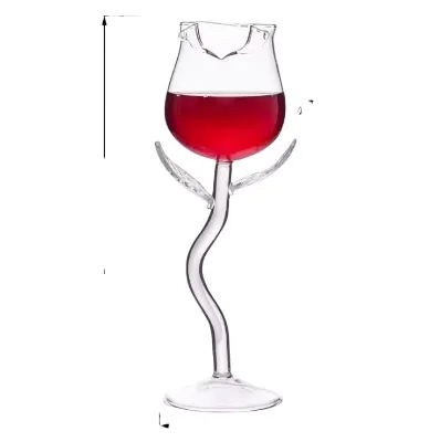 Handmade Crystal Wine Glass Creative Rose-Shaped Cocktail Flower Drinkware Custom Logo Bar Champagne Flutes Glassware Technology