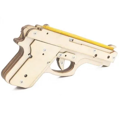 Puzzles Wood Assembly Kits Rubber Toy Wooden 3d Gun Puzzles Creative Model Kit