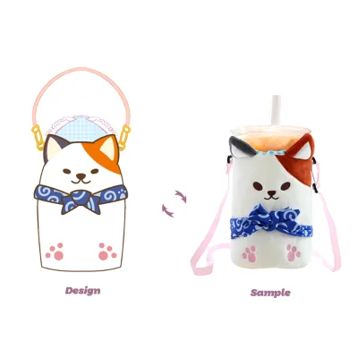 OEM Custom Beautiful Cute Protective Thermos Water Cup Plush Backpacks for Daily Carrying