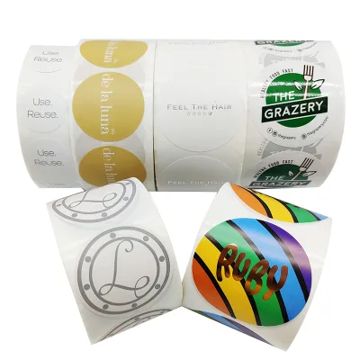 Custom Paper Packaging Labels Rolls Waterproof Oil-Proof Durable Eco-Friendly High-Grade Reusable Strong-Stickiness Adhesive
