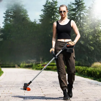 Battery Lawn Trimmer 20v Garden Gear Easy Carry Rechargeable Grass Strimmer Electric Brushless Lawn Mower with Telescopic Handle