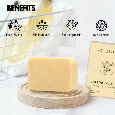 Custom bar Beef Tallow Honey Goats Milk Soap Hydrating Nourishing Face Body Wash for Flaky Sensitive Skin