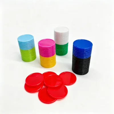 25MM Eco-Friendly Rounded Plastic Concave Token Colorful Custom Printing Game Counting Chips Kids Blank Coins Math Rewards