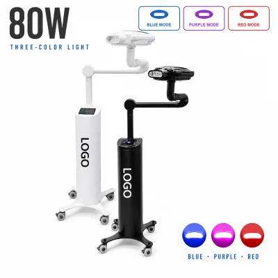 OEM ODM 80W Red Blue Purple Light Height Adjustable Mobile Unit Teeth Whitening Machine for Beauty Salon
