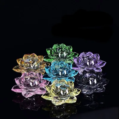 Transparent Glass Lotus Candle Holder Lamp Lotus Home Decoration Candle Holder Craft Ornament