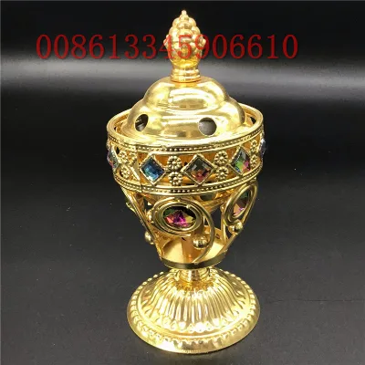 Antique Metal Diamond Incense burner With Handle bar