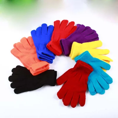 2024 Unisex Winter Ribbed Knitted Full Fingered Gloves Basic Thicken Plush Lining Mittens Magic Thermal Wrist Warmer Gloves