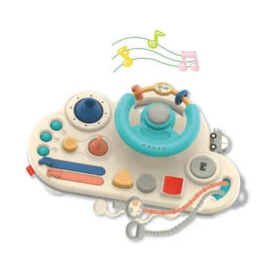 New Baby Preschool Sounding Toy Busy Board Steering Wheel with Accessories 2 Colors Mixed