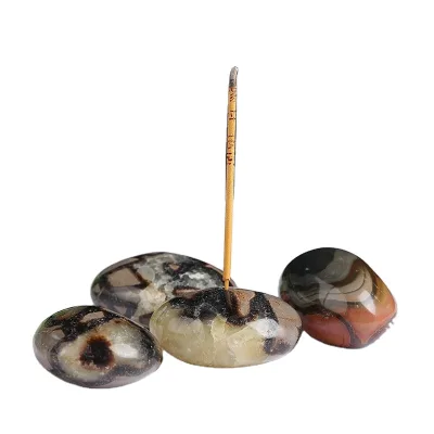 Manufacturer Wholesale Natural Crystal Incense Tray Other Crystal Crafts Raw Stone Incense Holder Tray Black-Backed Crystal