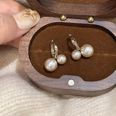 Copper Gold Plated Pearl Stud Earrings Freshwater Pearl Women Trendy Elegant Minimalist Party Jewelry