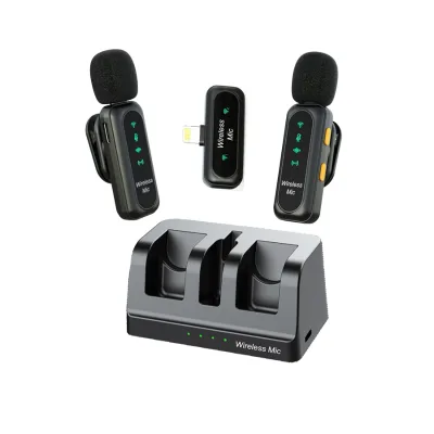Wireless Desk Microphone for Phone Noise Cancellation Condenser Desktop Microphone with Charging Case
