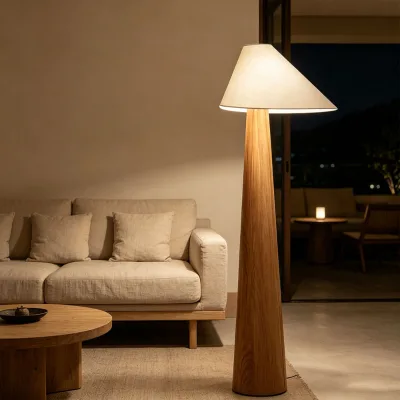 Creative Design Minimalistic Floor Lamp Hotel Bedroom Wabi Sabi LED Wood Bedside Standing Floor Lamps for Living Room Decor