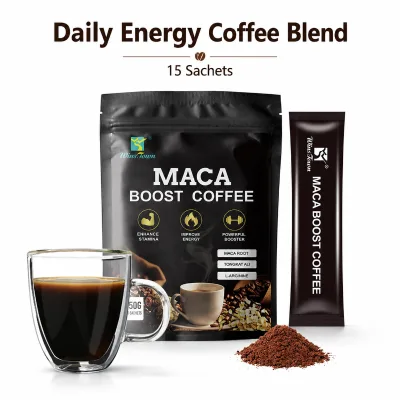 Maca Boost Coffee Men Energy Blend Daily Vitality Stamina Support Herbal Power Coffee OEM ODM Private Label Factory Bulk Supply
