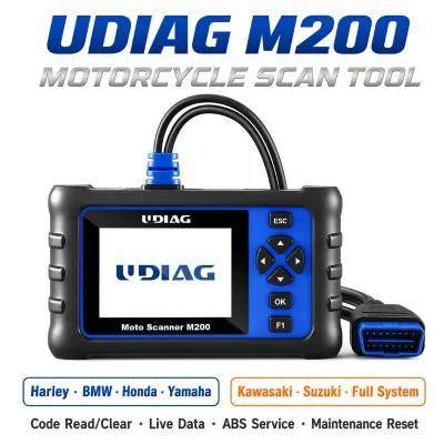 UDIAG M200 Motorcycle Diagnostic Scanner Full System OBD2 Code Reader Multi-Brand Moto Scan Tool ABS Bleeding Throttle Reset
