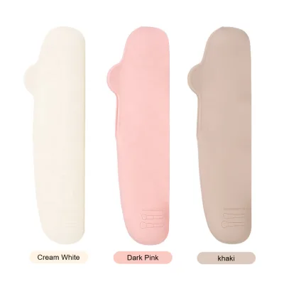 Portable Travel Makeup Brush Pouch Bag Soft Silicone Hasps Closure Food Grade Material Plain Pattern Fashion Style Cosmetic
