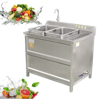 WASC-10 Commercial Vegetable & Fruit Washing Machine with Engine 304 Stainless Steel 220V 200-300kg/h Capacity CE Certified