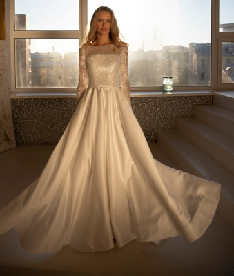 Sparkly Wedding Dress Wedding Gown Robe De Mariage Brand Stain Wedding Dress Bridal Gown Long Sleeve Bridal Gown