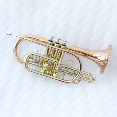 Handmade Chinese Brass Instruments New Design Professional Rose Gold Cornet (BB Trumpet)