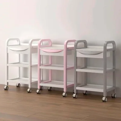 Beauty Trolley, Beauty Salon Trolley, Medical Trolley, Nail Art Trolley, Three-layer Movable Shelf
