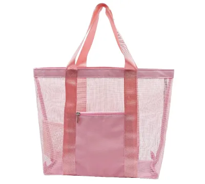 Lightweight Large Capacity Beach Tote Bag Gym Mesh Bag Durable Mesh Beach Tote Bags for Beach Toys Towel Flip Flops