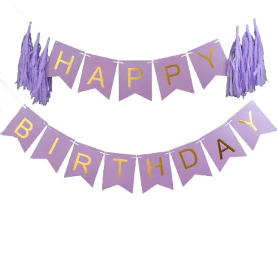 Custom Party Accessories String Happy Birthday Banner Paper Hanging Flag for Birthday Party Decoration