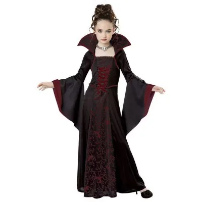 New Fashion Witch Costume for Girls Medieval Long Halloween Witch Dress up With Flared Sleeves