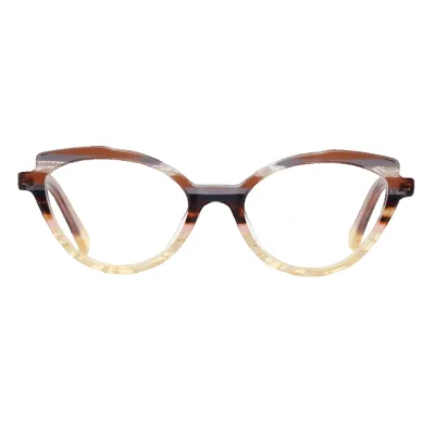 Cross-border Factory Wholesale Fashionable Print Cat's Eye Acetate Full Rim Optical Frames Lightweight Unisex Gradient Color