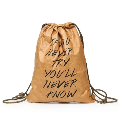 Custom logo Tyvek Paper Drawstring Bag Colorful Canvas Cotton Cloth Drawstring Bag with Double String