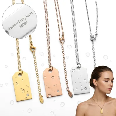 Yiwu Aceon Stainless Steel Solid Geometric Rectangle Single Birthstone Archway Fashion Shape Blank Necklace