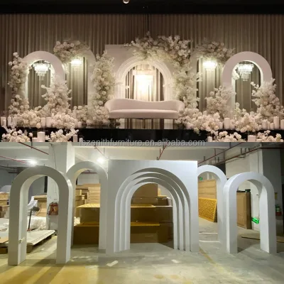 Metal White Ripple Arch Acrylic PVC  New Arrival Detachable Metal 3D Wedding Stage Backdrop