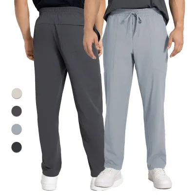 DMK006 Men Summer Athletic Sweatpants with Zipper Pockets Quick Dry Workout Gym Joggers Pants for Men Running Jogging Pants