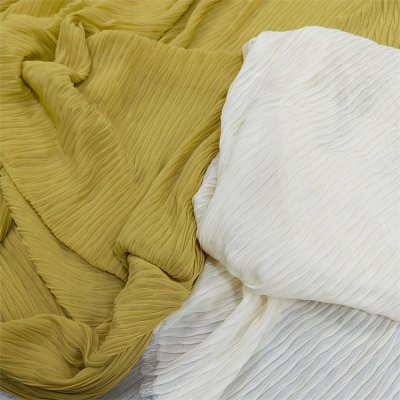 New Hot Sale Lightweight Crepe Abaya Cloth Chiffon Crinkle Polyester Pleats Fabric for Dress, Garment