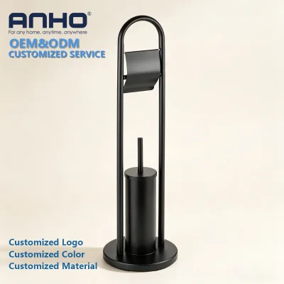 Multifunctional Toilet Paper Holder Wholesale Bathroom Freestanding 304 Stainless Steel Toilet Cleaning Brush Toilet Brush Set