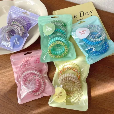 Wholesale Fashion Colorful Elastic Hair Tie for Girl Korean Candy Phone Cord Hair Bands Multi-Purpose Hair Care Styling Products