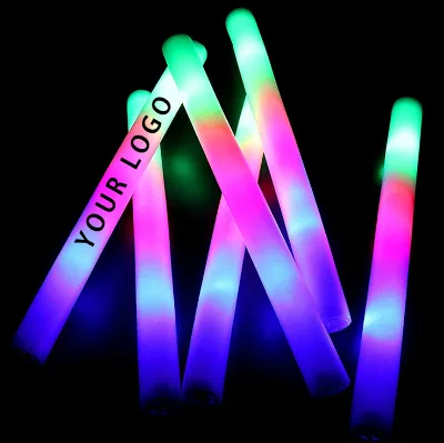 Top Seller 3 Mode Led Foam Sticks Personalised Glow Stick Flashing in the Dark for Wedding Concert Raves Christmas Party Favors