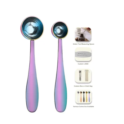 2.5/5/7.5/15/30ml Stainless Steel Coffee Bean Matcha Tea Measuring Spoon Stainless Steel Printing Laser Logo Coffee Scoop