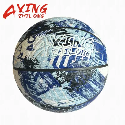 Custom Size Geometric graffiti Foaming PVC Blue basketball Factory Direct Sales & Price negot indoor outdoor