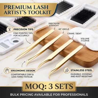 Wholesale Heat Treated Eyelash Extensions Tweezers Pearl Gold Dolphin Volume Tweezers for Eyelash Extensions Isolation